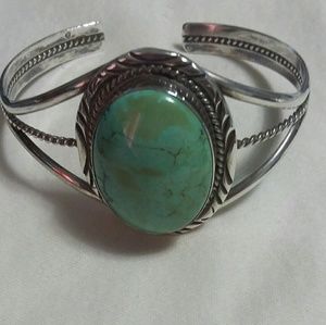 Sterling Silver Genuine Turquoise Bracelet